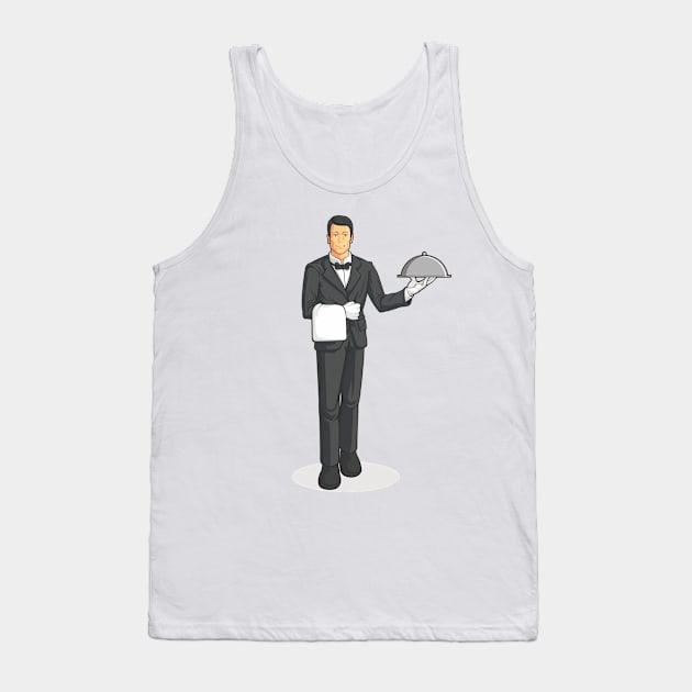 Butler or Waiter Serving Tray of Food Tank Top by Asykar